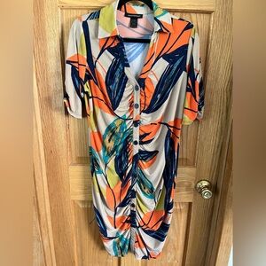 Ashley Stewart Vibrant Leaf Print Dress